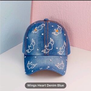 NEW!Hearts with Wings Denim Hat